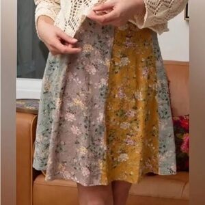 Valentina Midi by Natural Life. Yellow/Gray/Mauve A-Line Skirt Casual